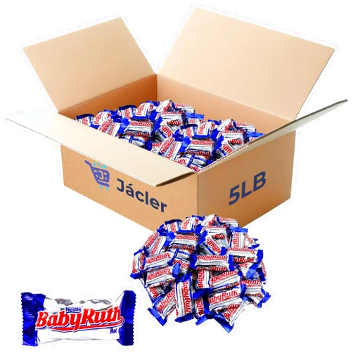 JÁCLER Baby Ruth Milk Chocolate Bars – Baby Ruth Fun Size Rich Caramel and Smooth Nougat Dry Roasted Peanuts – Fun Size Bulk Candy - Individually Wrapped (5 Pound)