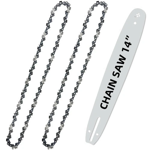 JINFFR 2 Pack 14 inch Chainsaw Chains & Chain Guide Bar 3/8