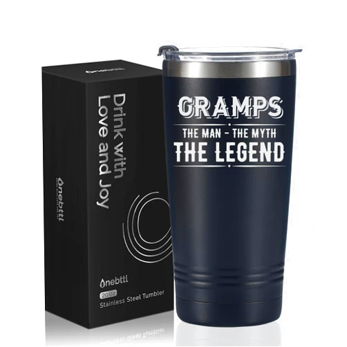 Onebttl Grandpa Gifts Tumbler, Grandfather Presents from Granddaughters Grandsons for Father's Day Christmas Birthday, Stainless Steel Cup with Lid, 20oz/590ml - Gramps Gifts