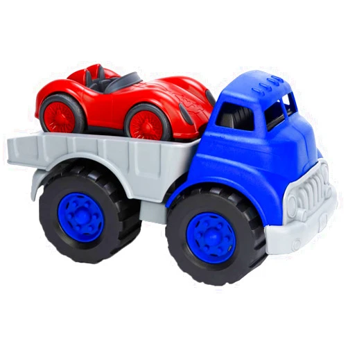 Green Toys Flat Bed Truck Blue/Grey & Race Car Red, 12 months - 6 years
