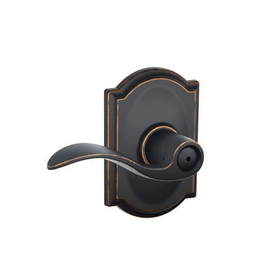 Schlage F40 ACC 716 CAM Accent Door Lever with Camelot Trim, Bed & Bath Privacy Lock, Aged Bronze