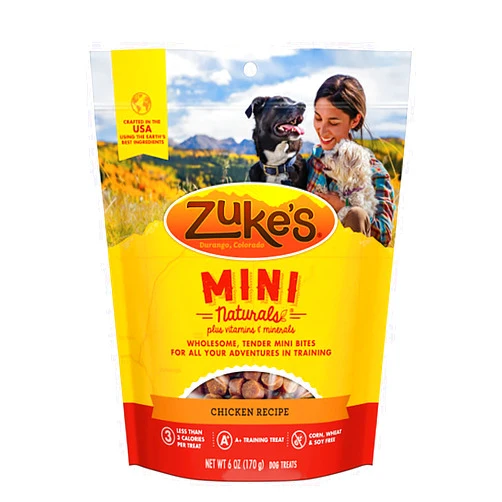 Zuke's Mini Naturals Dog Training Treats, Chicken Recipe, Soft & Tender Mini Dog Treats with Vitamins & Minerals, for All Breed Sizes, 6 OZ Bag (Pack of 1)