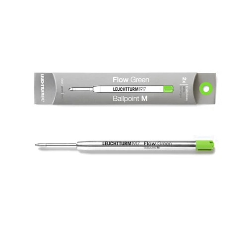 LEUCHTTURM1917 - Ballpoint Pen Parker Style Refills for Drehgriffel Nr 1 - Document Proof ISO 15727-2 (2 Pack, Medium Point, Green)