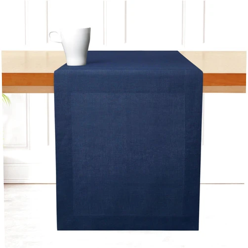 D'Moksha Homes Linen Table Runner 14 x 36 Inch - 100% Pure Linen Navy Blue Table Runner - Machine Washable Farmhouse Table Runner for Fall, Thanksgiving, Christmas Decor