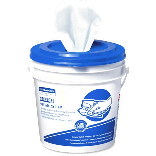Kimberly-Clark Kimtech 06411 WetTask System-Bleach/Disinfectant/Sanitizer w/Bucket,12X12.5, 90/Roll, 6Roll/CT