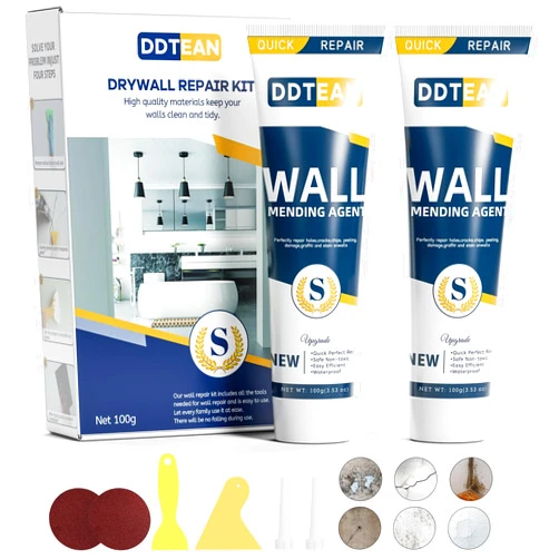 DDTEAN Drywall Repair Kit with Scraper, 2 Pack Spackle Wall Repair, Wall Mending Agent Easy to Fill The Holes for Home Wall, Plaster Dent Repair, Tools for Men Women, Wall Surface Hole Fill Quick