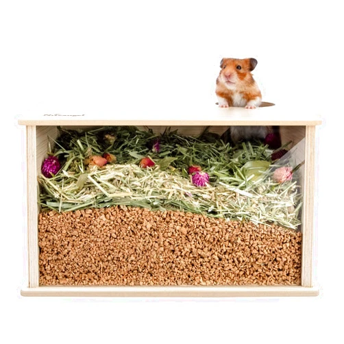 Niteangel Visible Hamster Digging Box for Syrian Dwarf Roborovski Campbell Hamsters Gerbils Mice Lemmings Degus or Other Small-Sized Pets (Burlywood)