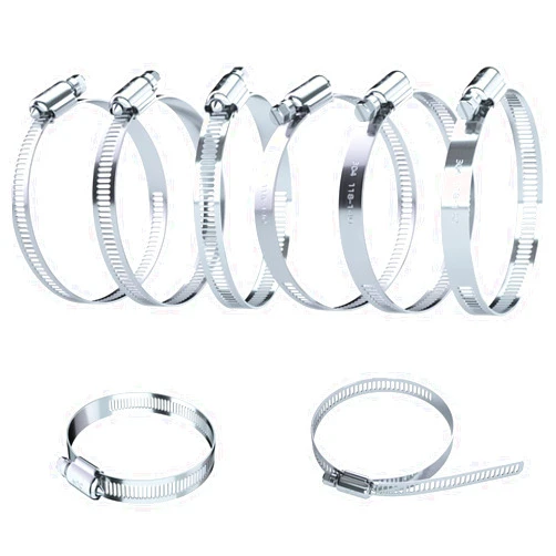 HSWC-TERMINAL 6 Pcs 5 Inch Stainless Steel Hose Clamps - Adjustable Worm Gear Drive Hose Clamps for Fuel Line Hose Pipe Clamp for Dryer Vent Hose (5 Inch)