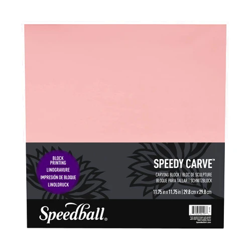 Speedball 4197 Speedy-Carve Block Printing Carving Block – Soft, Easy Carve Surface – 11-3/4 x 11-3/4 Inches, Pink