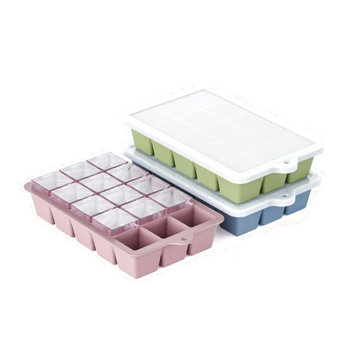 HANCELANT Ice Cube Tray for Freezer 3 Pack, HANCELANT Silicone Ice Cube Molds with Removable Lid for Whiskey, Baby Food, BPA Free, Easy Release(Blue+Green+Pink)