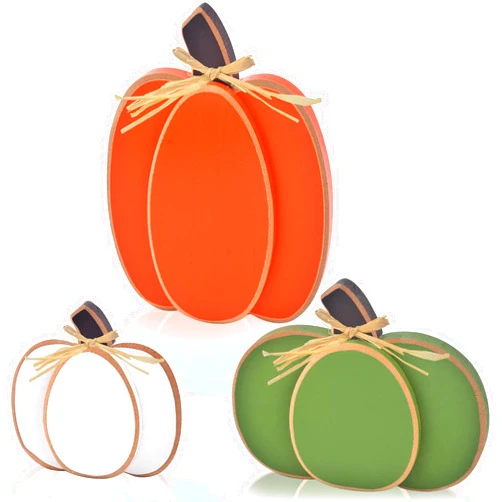 IDATOO Thanksgiving Decorations for Home, 3PCs Rustic Fall Decor Wooden Pumpkin Tabletop Sign Block Set, Autumn Tiered Tray Décor for Halloween Farmhouse Harvest Mantel Table Centerpiece (3 pcs pumpkin)
