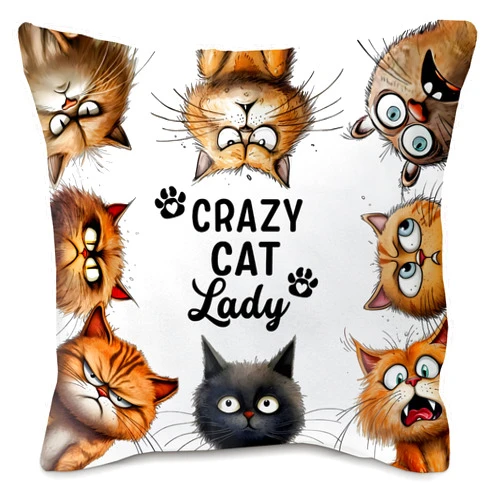 Nvotell Crazy Cat Lady Gifts Pillow Covers - Cat Pillow Cases, Cat Throw Pillow Covers 18x18, Cat Decorations for The Home, Cat Decoration Pillow Covers for Cat Lovers Women