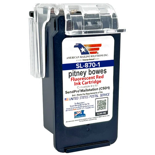 AMERICAN MAILING SOLUTIONS INC. | 1-Pack | PB SL-870-1 Red Ink Cartridge Replacement for The PB SendPro Mailstation Series Postage Meter (CSD1) Machine, 8ml