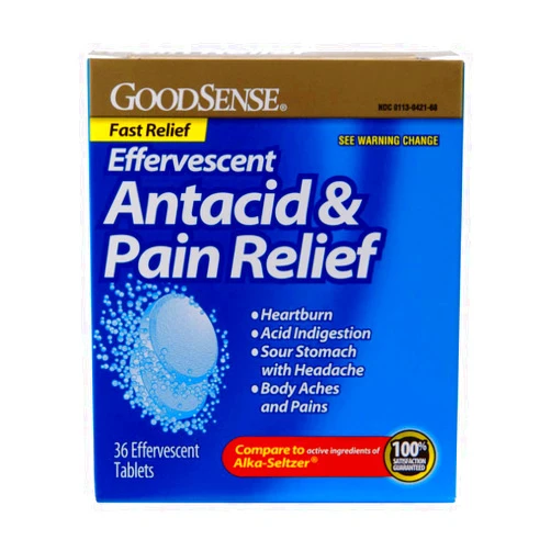 Goodsense Effervescent Antacid and Pain Relief, Blue, 36 Count