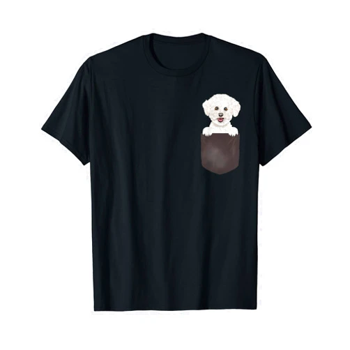 Bichons Frises Owner Gift Dog In Pocket Funny Dog Lover Bichons Frise T-Shirt