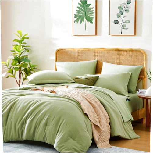 WRENSONGE Queen Comforter Set - 7 Pieces Sage Green Soft Bed in a Bag Queen with Fitted Sheet, Flat Sheet, 2 Pillow Shams, and 2 Pillowcases- Warm Bedding Sets Queen for All Season