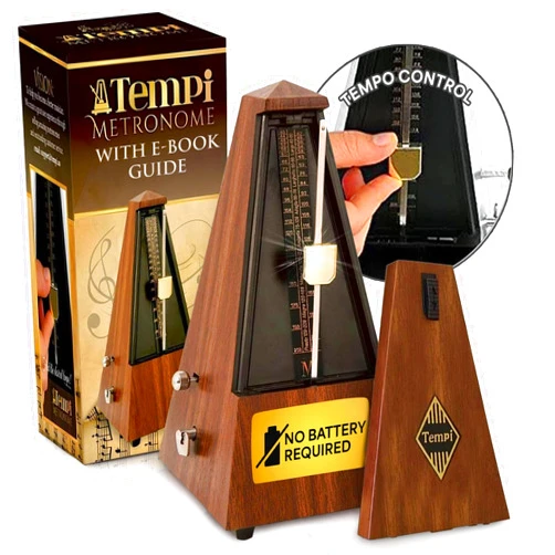 Tempi Metronome for Musicians - Mechanical Metronome for Piano, Metronome for Guitar/Violin or Metronome Music for Adults and Kids (Plastic Brown Grain Veneer)