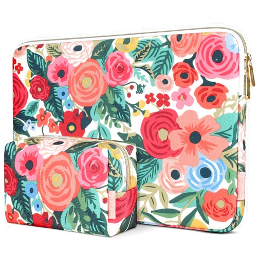 DOMISO 17.3 inch Laptop Sleeve Case Water-Resistant Computer Cover Bag with Small Pocket for HP, Dell, Asus Notebook,Rose