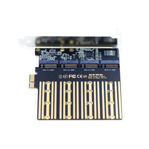 chenyang M.2 SSD to PCI-E X1 Adapter 4 SATA SSD to PCIe 3.0/4.0 Expansion Card Adapter ASM1064 Chipset with 12cm PCI-E Bracket