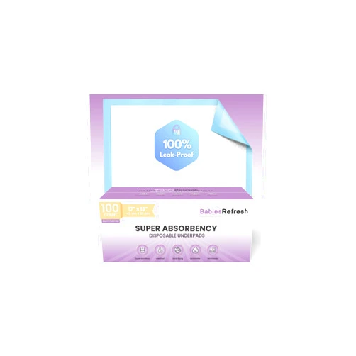 BabiesRefresh 100 Count Super Absorbency Small 17” x 13” Disposable Underpads, Leakproof Quick Drying for Multi-use for Babies, Puppy Pads and Adults, Chucks, Disposable Diaper Changing Pad for Baby, Blue