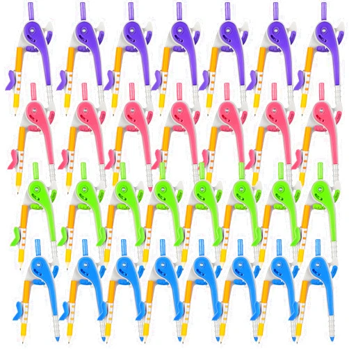 Zonon 15 Pcs Math Geometry Compasses Classroom Set, Bulk Bright Colored Plastic Drawing Compass with Pencils and Safe Tip, Back to School Teacher Supplies for Kids Basic Drafting