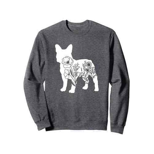 GO WITH THE PAW Floral French Bulldog Dog Mom Flowers for Human Cute Sweatshirt