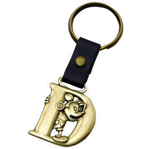 GiftsNBeyond Mickey Mouse Letter D Disney Brass Keychain