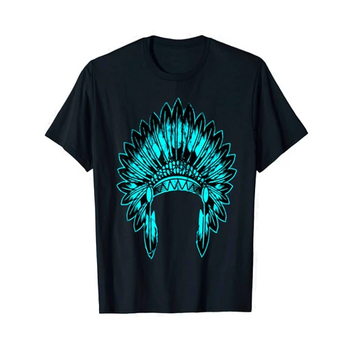Native American Indigenous People Warbonnet Gifts Native Ameircan Feather Headdress Pride Indian Chief Costume T-Shirt