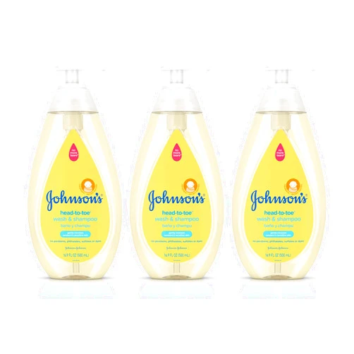 Johnson's Baby Johnson's Head-To-Toe Gentle Baby Body Wash & Shampoo, Tear-Free, Sulfate-Free & Hypoallergenic Bath Wash & Shampoo for Baby's Sensitive Skin & Hair, Washes Away 99.9% Of Germs 16.9 fl. oz (Pack of 3)