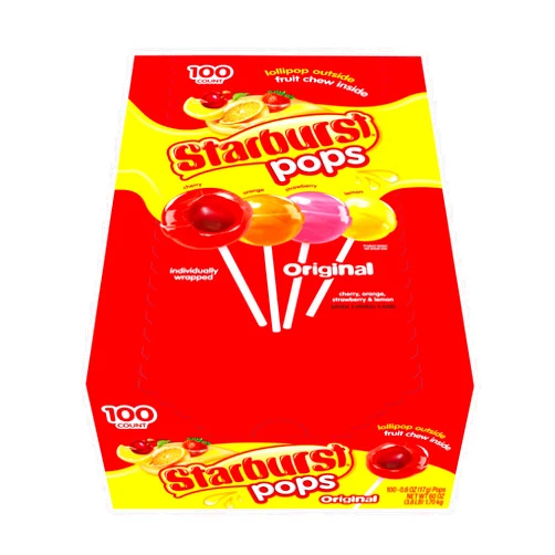 Spangler Starburst Pops Fruit Chew Filled Lollipops Variety Pack, 100 ct.