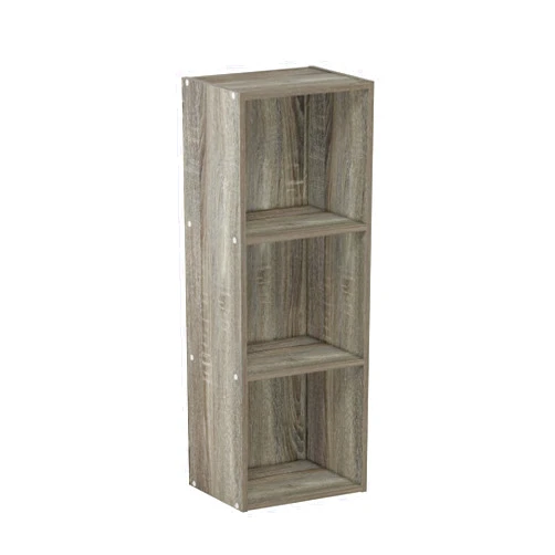 Furinno Pasir 3-Tier No Tool Assembly Open Shelf Bookcase, French Oak