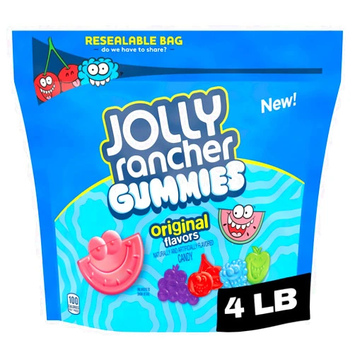 Taboom JollyRancher Bulk Gummy Candy Original Fruity Flavors - 4lb Large Resealable Bag Soft & Chewy Gummies Flavored Candy For Party Favors, Office Snacks & Treats