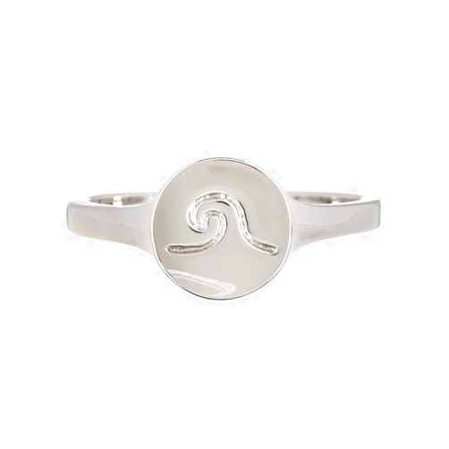 Pura Vida Silver or Gold Wave Coin Ring - Brass Base, Wave Engraving Sizes 5-9