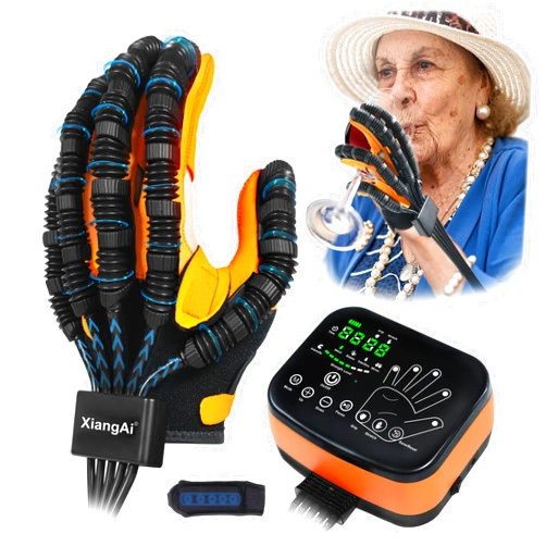 XiangAi Rehabilitation Robot Gloves for Hand Hemiplegia Stroke Recovery, Finger Rehab Robotic Glove Strokes Therapy Equipment, 4 Modes, 2600mAh Rechargeable, S/M/L/XL Sizes