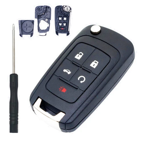 MechanMagic Key Fob Case Cover Replacement Fits for Chevy Cruze Camaro Impala Equinox GMC Terrain Buick Regal Lacrosse 2010 2011 2012 2013 2014 2015-2017 Keyless Entry Remote Control Key Fob Shell