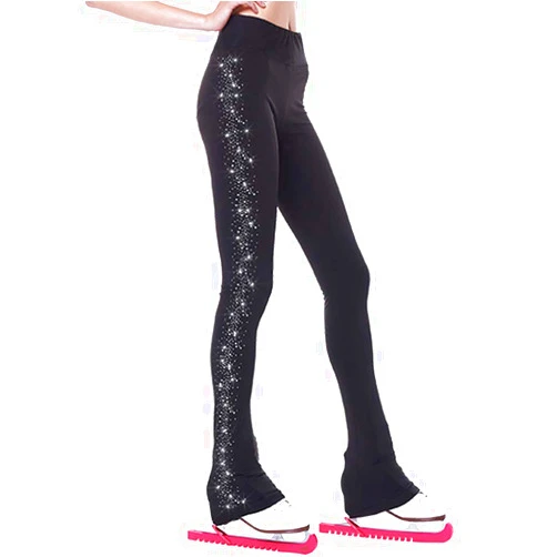 LIUHUO Figure Skating Pants Girls Training Wear Quality Crystals Black Child Skating Leggings