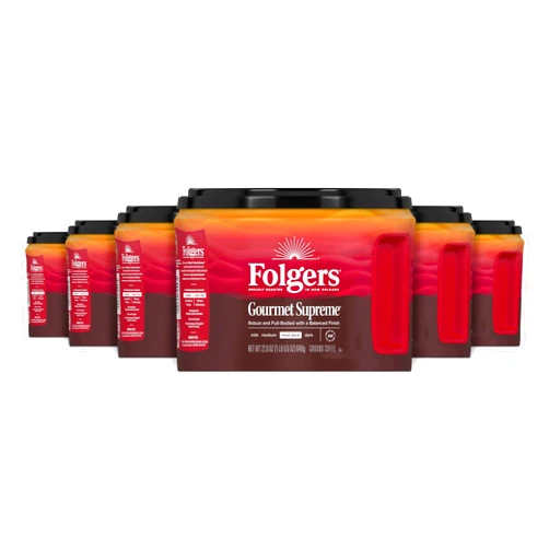 Folgers Gourmet Supreme Medium Dark Roast Ground Coffee, 22.6 Ounces (Pack of 6)