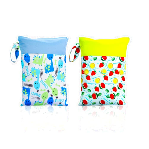 Generic 2pcs Waterproof Wet Bag, Diaper Wet Dry Bags for Baby Reusable Washable, Waterproof Storage Bag with Handle for Diapers, Wet Swimwear, Gym Clothes and Toiletries, Green + Black, (wangxingkj-1)