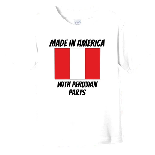 Really Awesome Shirts Made in America with Peruvian Parts Peru Flag Funny Infant Toddler T-Shirt