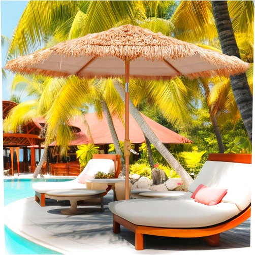 GDY 7.5 ft Thatched Hula Tiki Beach Umbrella Hawaiian Style, UV Protect Thatch Umbrella with Tilt Design, Patio, Pool, Garden, Outdoor