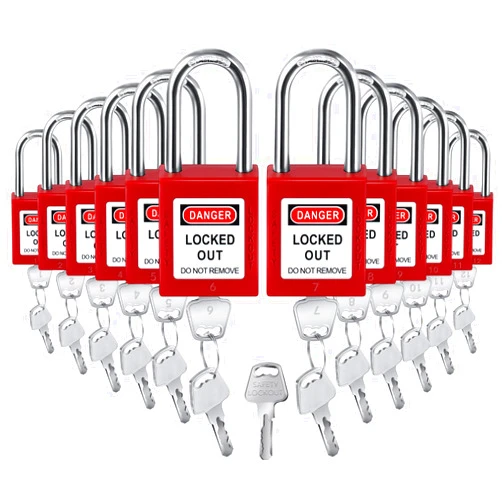 Landhoow 12 Set Red Lockout Tagout Locks Loto Locks Keyed Different Safety Lock, 2 Keys Per Lock, Lock Out Tag Out Padlocks for Electrical Lockout Tag Out Stations and Devices Kits