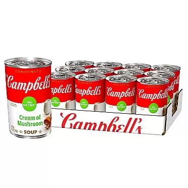 Campbell's Campbell’s Condensed 98% Fat Free Cream of Mushroom Soup, 10.5 Ounce Can (Pack of 12) (Packaging May Vary)