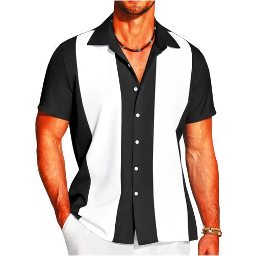 COOFANDY Men's Vintage Bowling Short Sleeve Button Down Shirt Casual Retro Wrinkle Free Summer Beach Shirts
