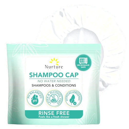 Nurture Valley No Water Rinse Free Shampoo Cap by Nurture | Microwavable Hair Washing & Conditioning Shower Caps | Waterless Bathing | Disposable & Hypoallergenic for Adults, Bedridden & Elderly