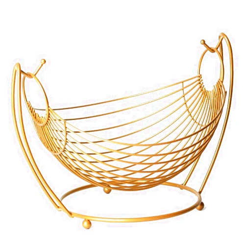 ADJIN Swinging Fruit Basket Countertop Metal Fruit Hammock Vegetable Bowl Basket Rack Removable Storage Stand Holder Gold