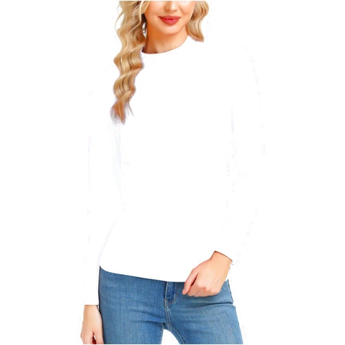 Qaffier Women's Basic Long Sleeve Thermal Top Lightweight Mock Neck Shirts Slim Fit Layer Soft Top