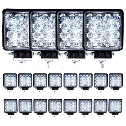 MUVKQC LED Work Lights for Truck 20pc 4.5 Inch Square LED Light Pods 12V 24V 48W 8000lm Cube Waterproof Off-Road Light Bar for Tractor Car Boat ATV UTV RV Golf Cart Lawn Mower