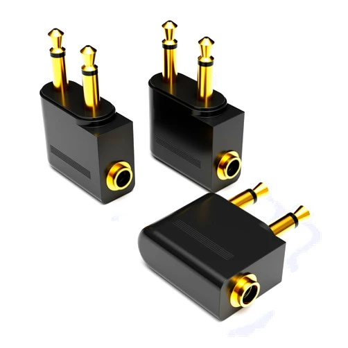 Eanetf Airplane Headphone Adapter, Gold Plated Dual 3.5mm Male to 3.5mm Female Airplane Headphone Adapter for Audio Jack to Plug Air Plane Flight Connector Dual Socket Earphone - 3pack