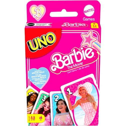 Mattel Games UNO Barbie The Movie Card Game for Kids & Adults Featuring Characters from The Movie & Special Rule, 2 to 10 Players