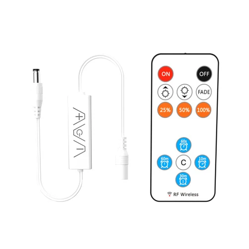 Gingsow 13Keys LED Dimmer, Wireless RF Remote Control and 3Keys Receiver with DC Jack RF Dimmer with Timer Function for DC12V-24V Single Color COB/3528/2835/5050 LED Strip Lights